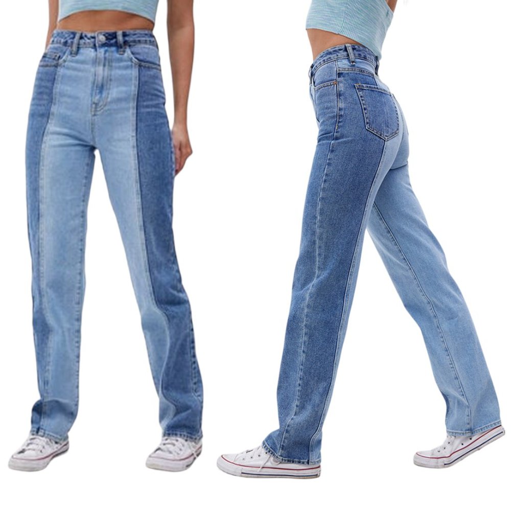 Pacsun Eco Two-Tone Patchwork 90’s High Rise Boyfriend Jeans (24)